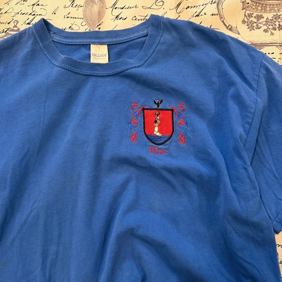 Y2K Royal Blue T Shirt Dias‎ Crest Embroidered Graphic Tee Size XL - Picture 3 of 8
